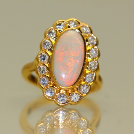 Bague opale et diamants