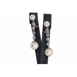 Boucles d'Oreilles Perles et Diamants