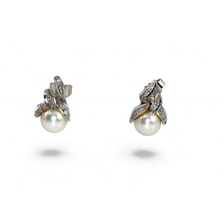 Boucles d'Oreilles Perles et Diamants