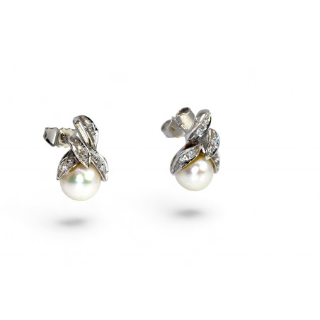 Boucles d'Oreilles Perles et Diamants