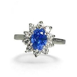 Bague Marguerite Saphir et Diamants