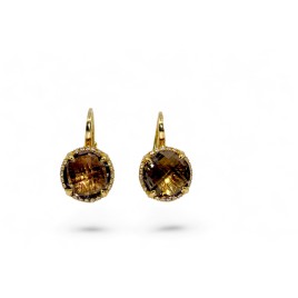 Boucles d'Oreilles Citrines et Diamants