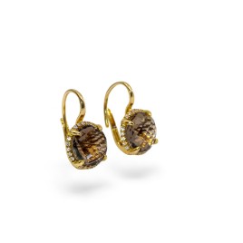 Boucles d'Oreilles Citrines et Diamants