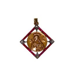 Médaille religieuse or , rubis et diamants