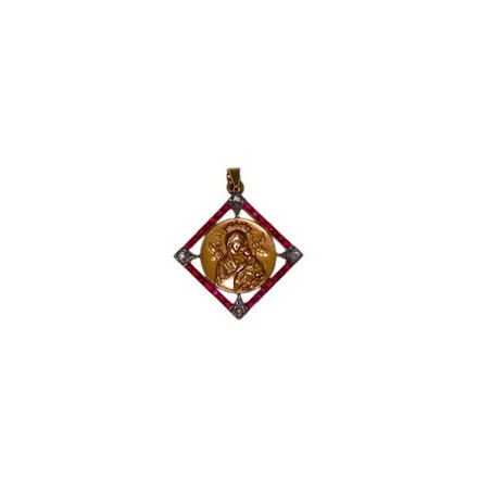 Médaille religieuse or , rubis et diamants