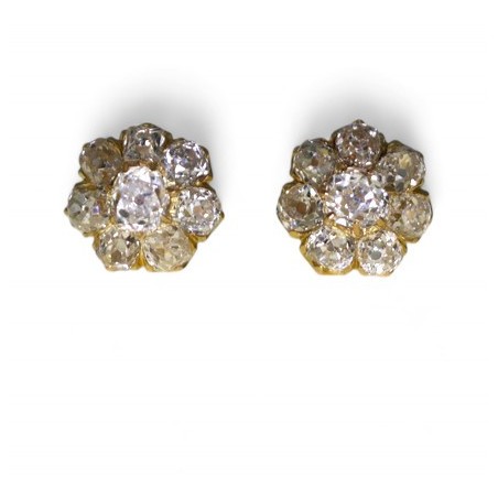 Clous d'oreilles marguerite diamants 1905-1910