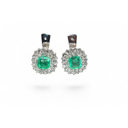 Boucles d'Oreilles Emeraudes et Diamants