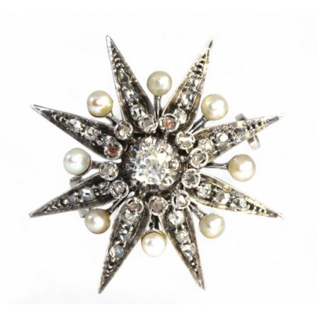 Broche Perles Et Diamants Napoléon III