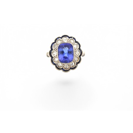 Bague Tanzanite et diamants Art-Déco