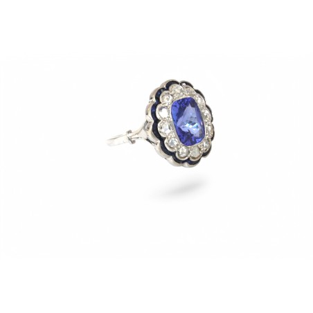 Bague Tanzanite et diamants Art-Déco