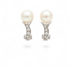 Boucles d'Oreilles Perles et Diamants
