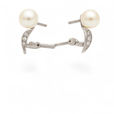 Boucles d'Oreilles Perles et Diamants