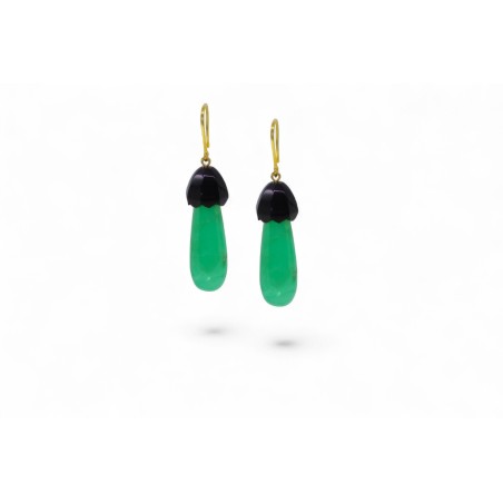 Boucles d'Oreilles Jade et Onyx