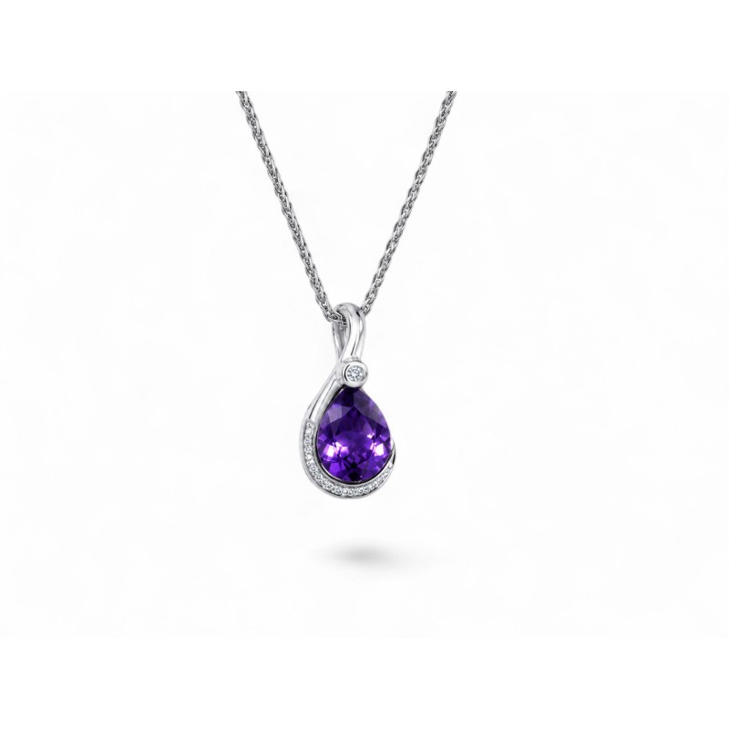 Chaine Pendentif Goutte d’Améthyste