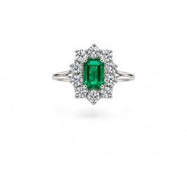 L'Émeraude Impériale – Bague Marguerite Diamants & Émeraude