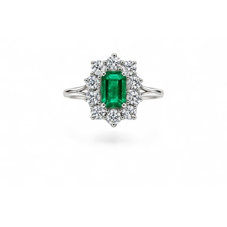 L'Émeraude Impériale – Bague Marguerite Diamants & Émeraude