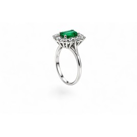 L'Émeraude Impériale – Bague Marguerite Diamants & Émeraude