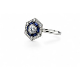 L'Heure Bleue – Bague Art Déco Saphirs Calibrés & Diamants