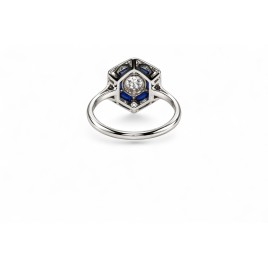 L'Heure Bleue – Bague Art Déco Saphirs Calibrés & Diamants