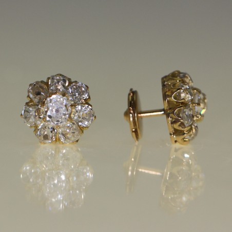 Clous d'oreilles marguerite diamants 1905-1910