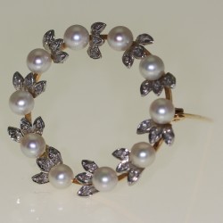 Broche en perles et diamants 1960